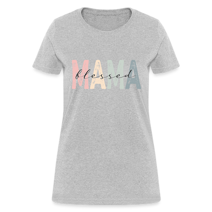 Blessed Mama Women's T-Shirt (Retro Design) - heather gray