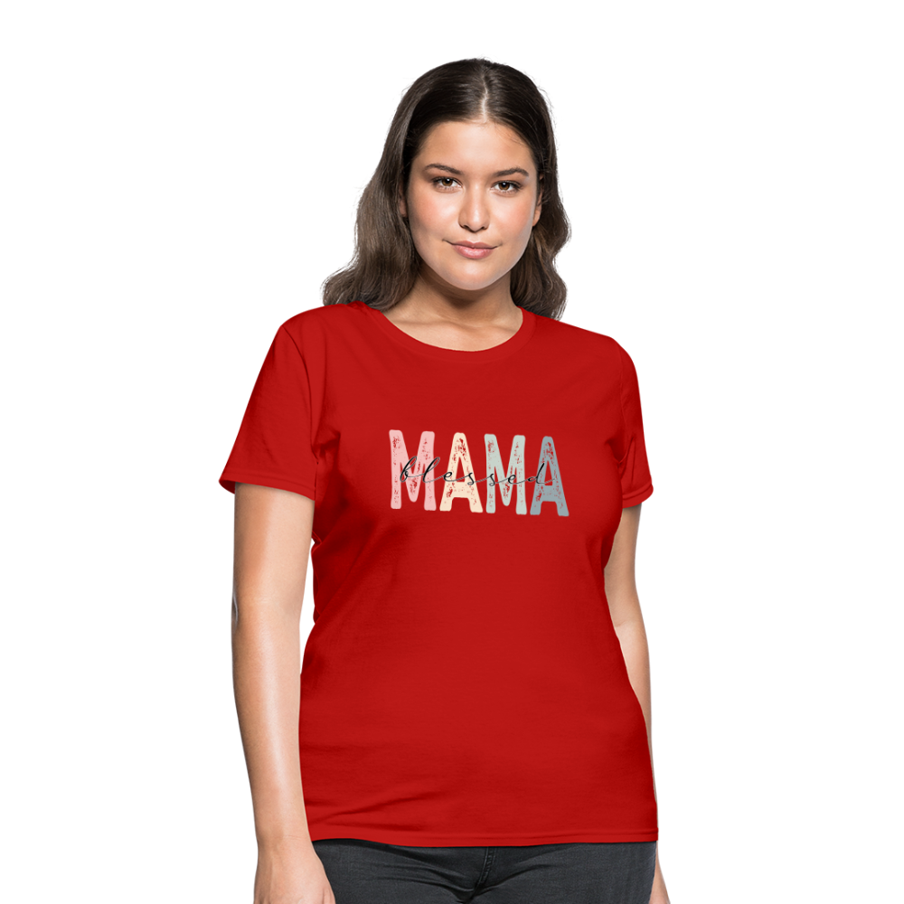 Blessed Mama Women's T-Shirt (Retro Design) - red