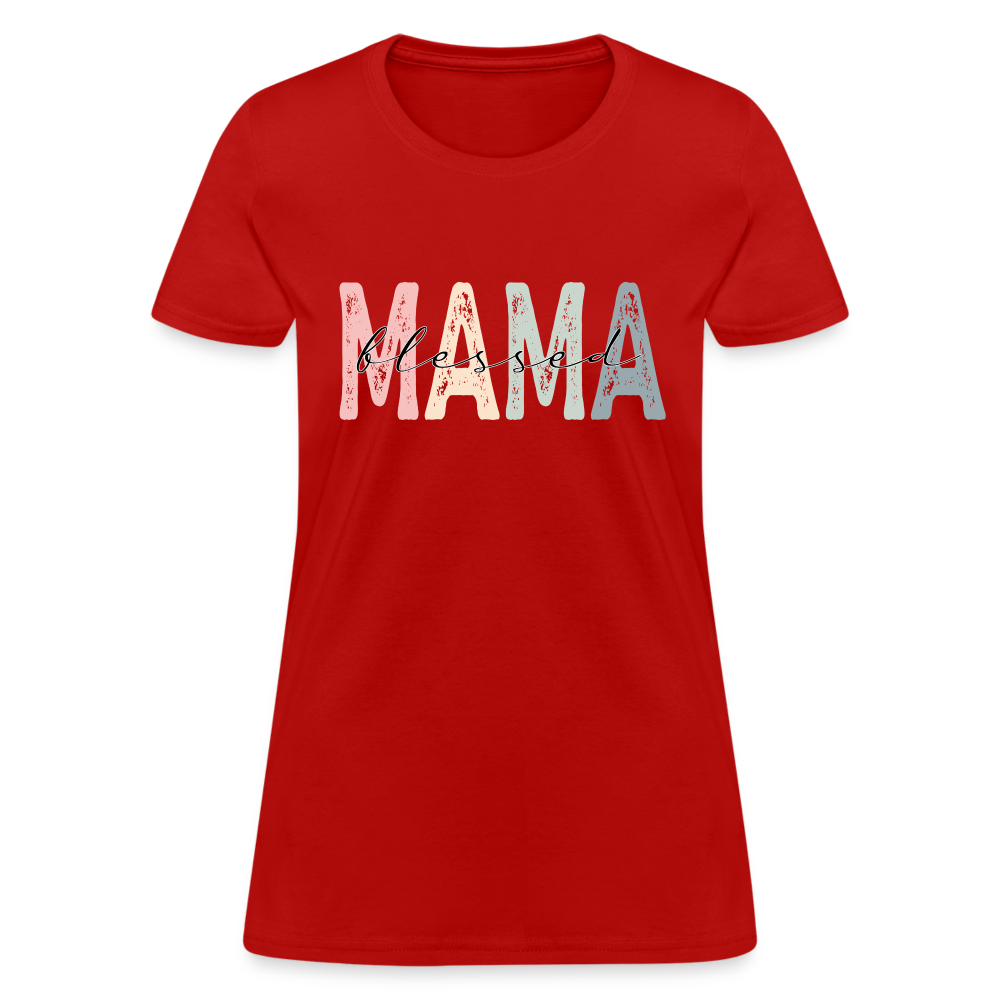 Blessed Mama Women's T-Shirt (Retro Design) - red