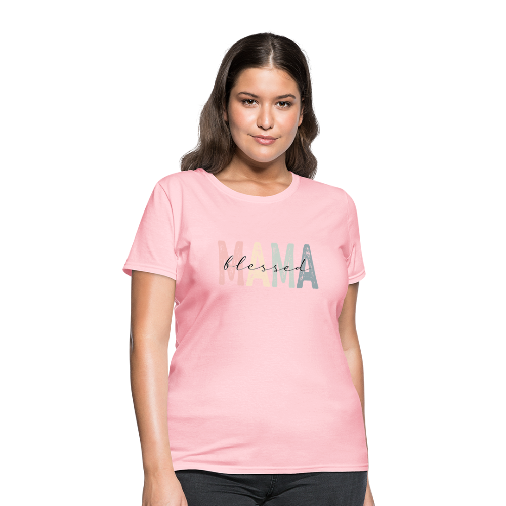 Blessed Mama Women's T-Shirt (Retro Design) Color: pink