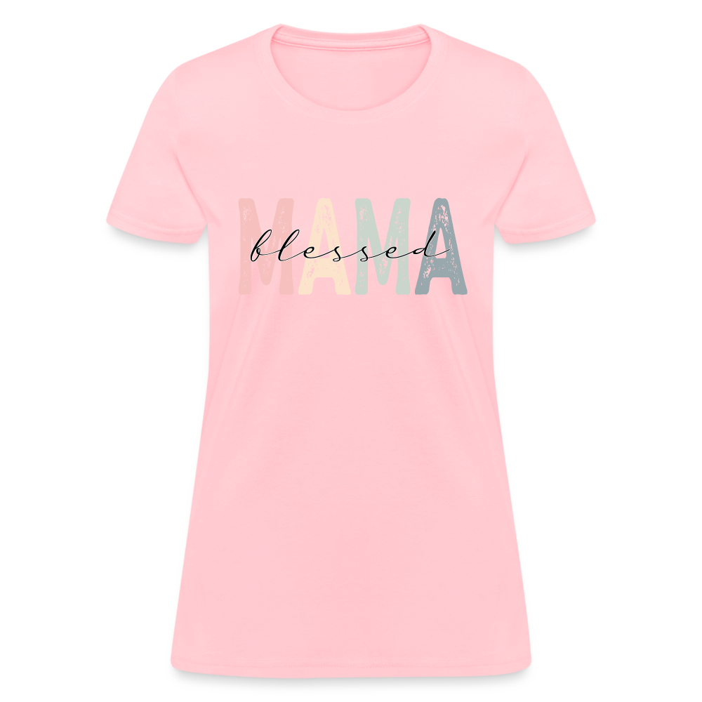 Blessed Mama Women's T-Shirt (Retro Design) Color: heather pink