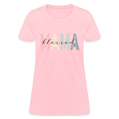 Blessed Mama Women's T-Shirt (Retro Design) - pink