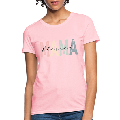 Blessed Mama Women's T-Shirt (Retro Design) - pink