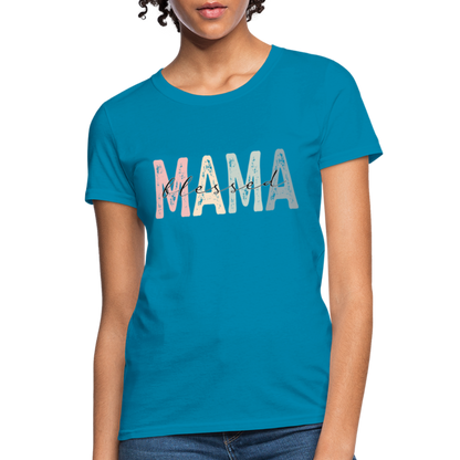 Blessed Mama Women's T-Shirt (Retro Design) - turquoise