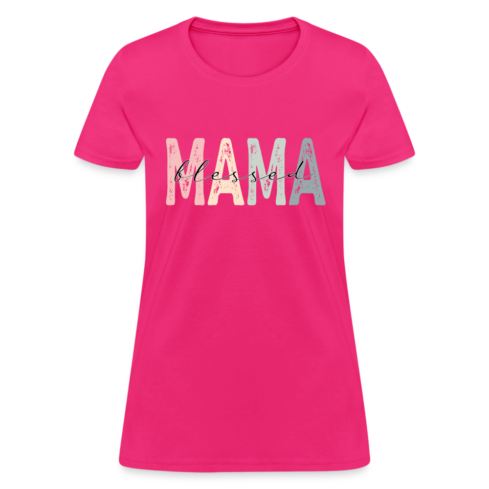 Blessed Mama Women's T-Shirt (Retro Design) - fuchsia