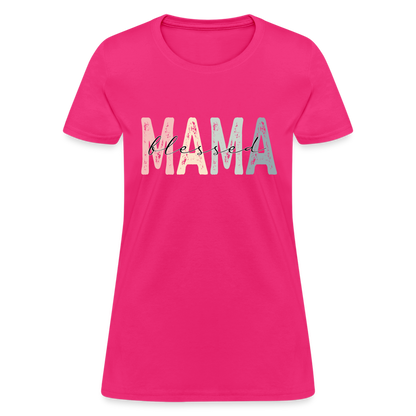 Blessed Mama Women's T-Shirt (Retro Design) - fuchsia