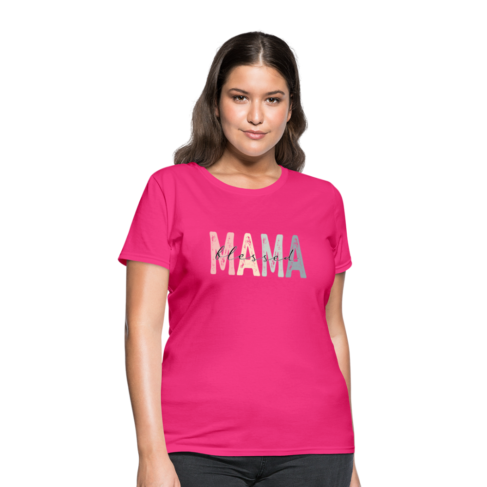 Blessed Mama Women's T-Shirt (Retro Design) - fuchsia