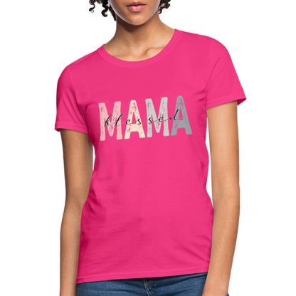 Blessed Mama Women's T-Shirt (Retro Design) - fuchsia