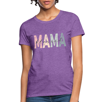 Blessed Mama Women's T-Shirt (Retro Design) - purple heather