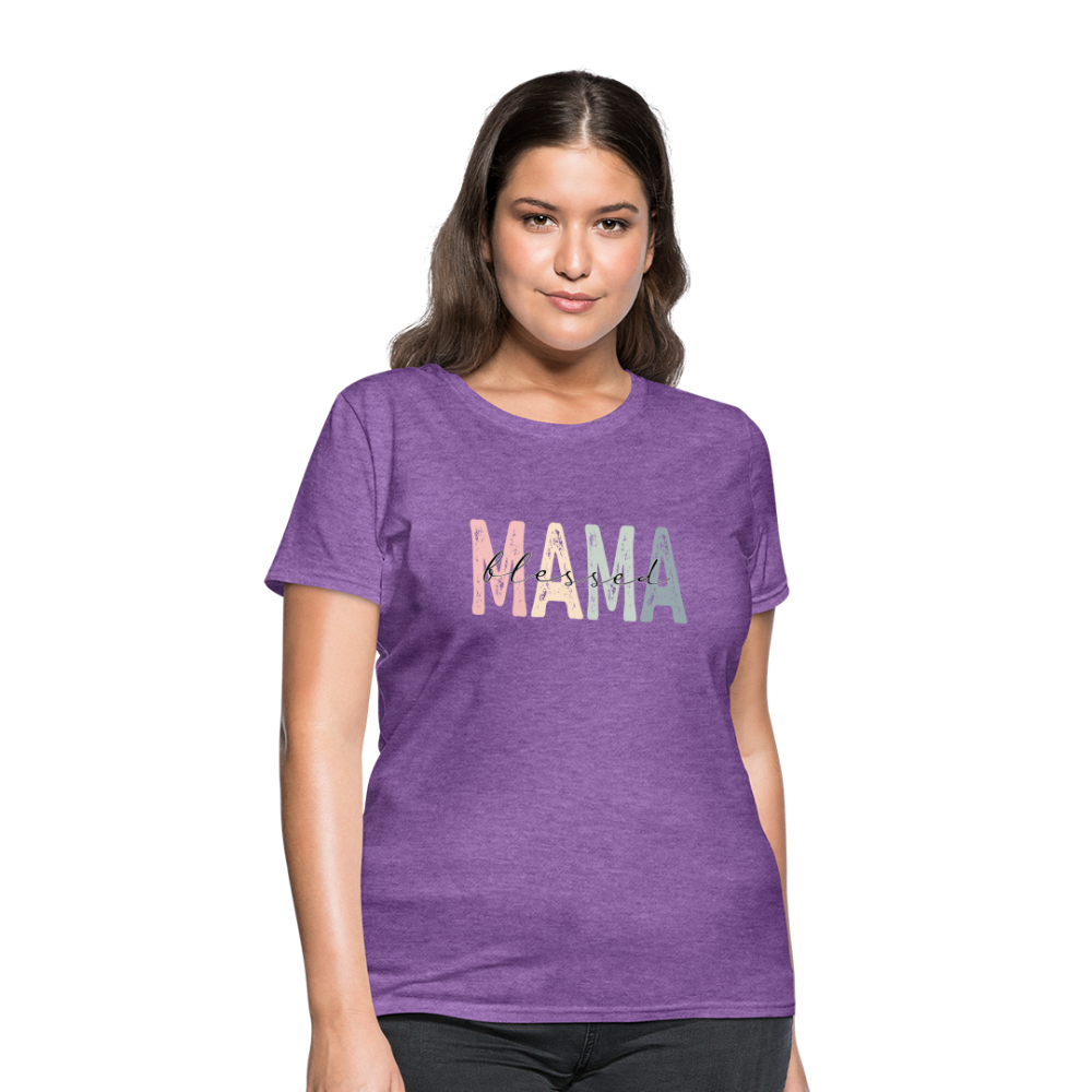 Blessed Mama Women's T-Shirt (Retro Design) - purple heather