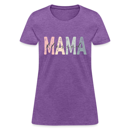 Blessed Mama Women's T-Shirt (Retro Design) - purple heather