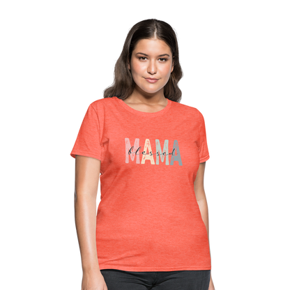 Blessed Mama Women's T-Shirt (Retro Design) - heather coral