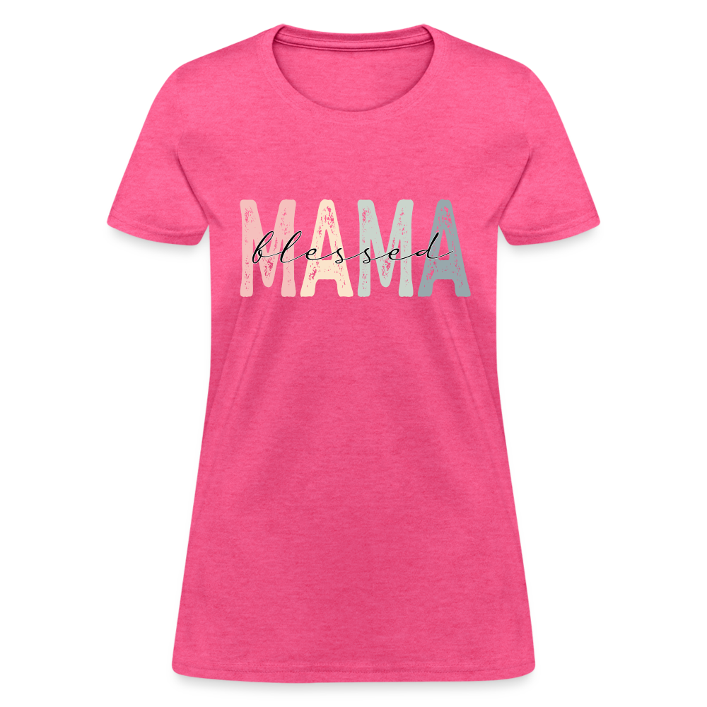 Blessed Mama Women's T-Shirt (Retro Design) - heather pink