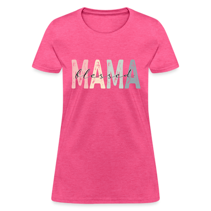 Blessed Mama Women's T-Shirt (Retro Design) - heather pink