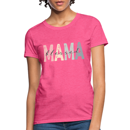 Blessed Mama Women's T-Shirt (Retro Design) - heather pink