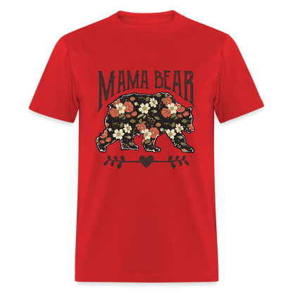 Mama Bear Floral T-Shirt - red