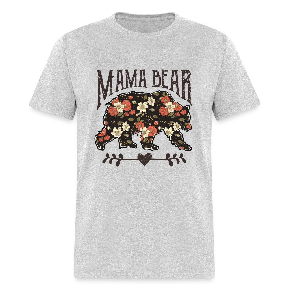 Mama Bear Floral T-Shirt - heather gray