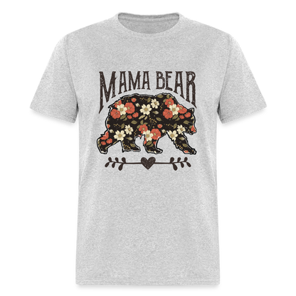 Mama Bear Floral T-Shirt - heather gray