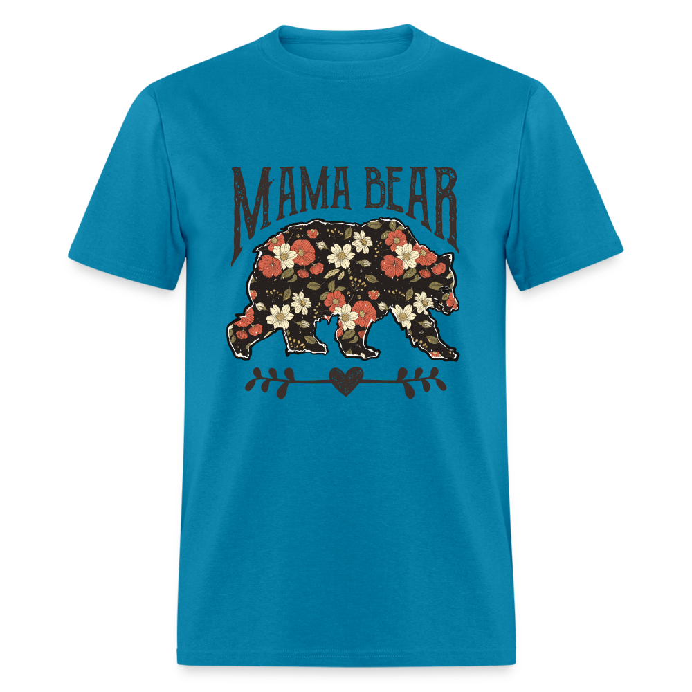 Mama Bear Floral T-Shirt - turquoise