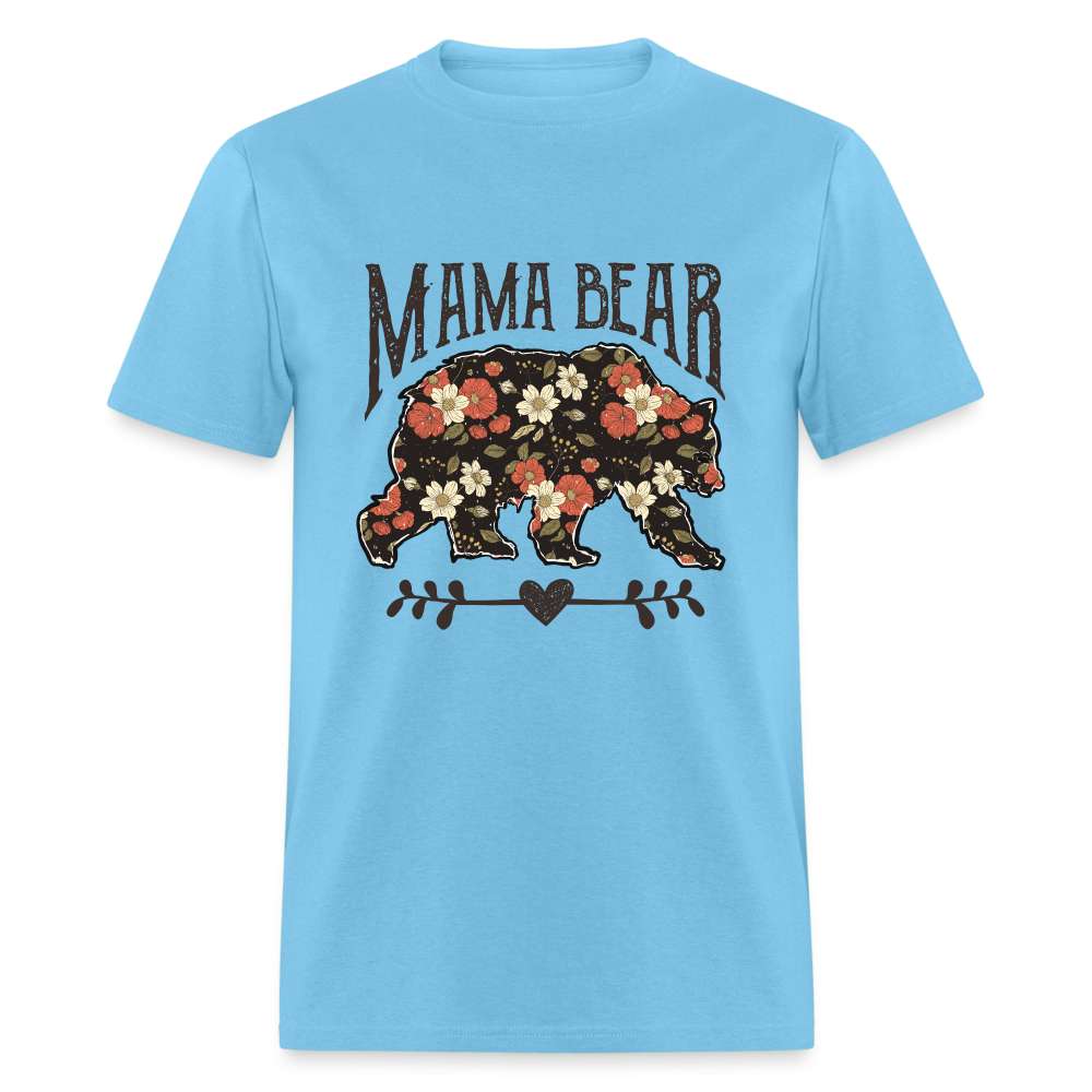 Mama Bear Floral T-Shirt - aquatic blue
