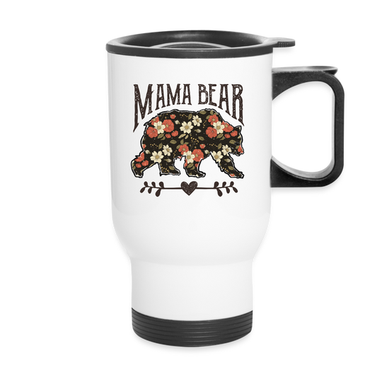 Mama Bear Floral Travel Mug - white