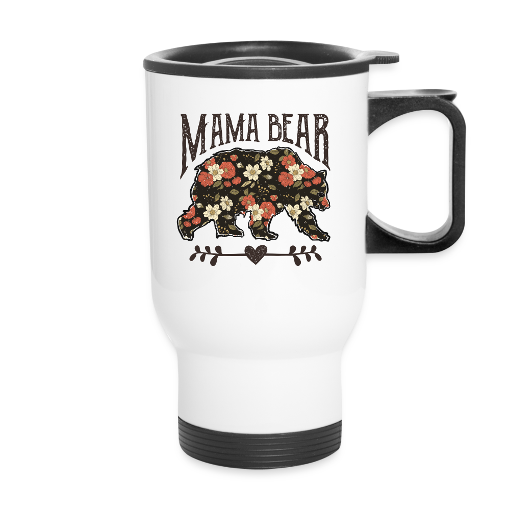 Mama Bear Floral Travel Mug - white
