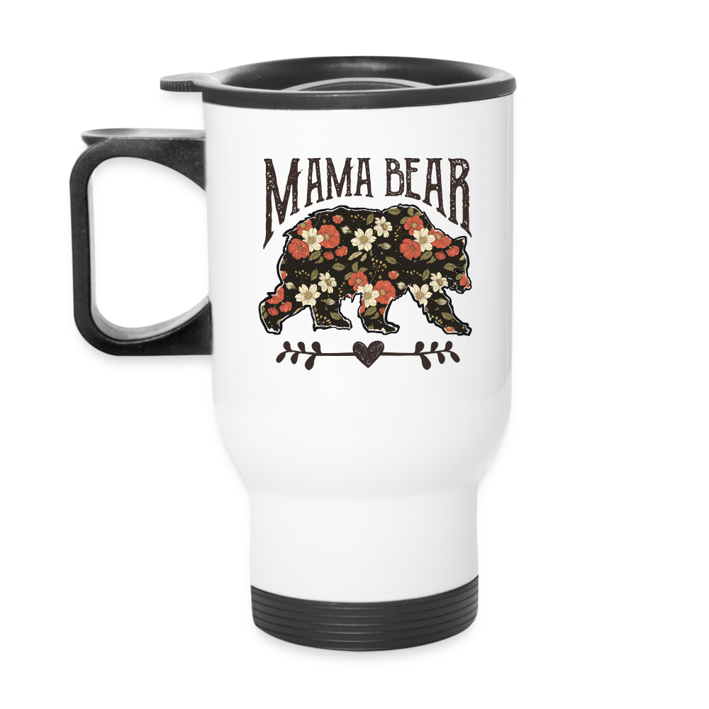 Mama Bear Floral Travel Mug - white