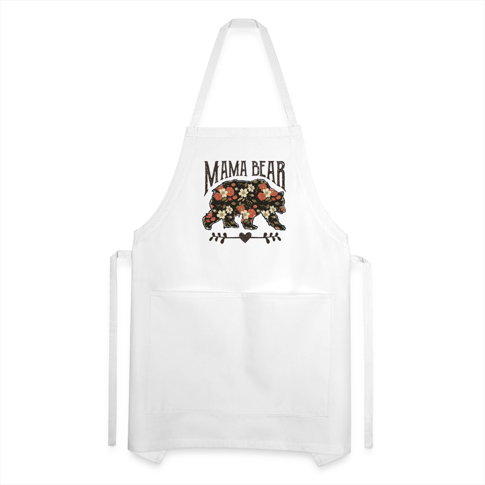 Mama Bear Floral Adjustable Apron - white