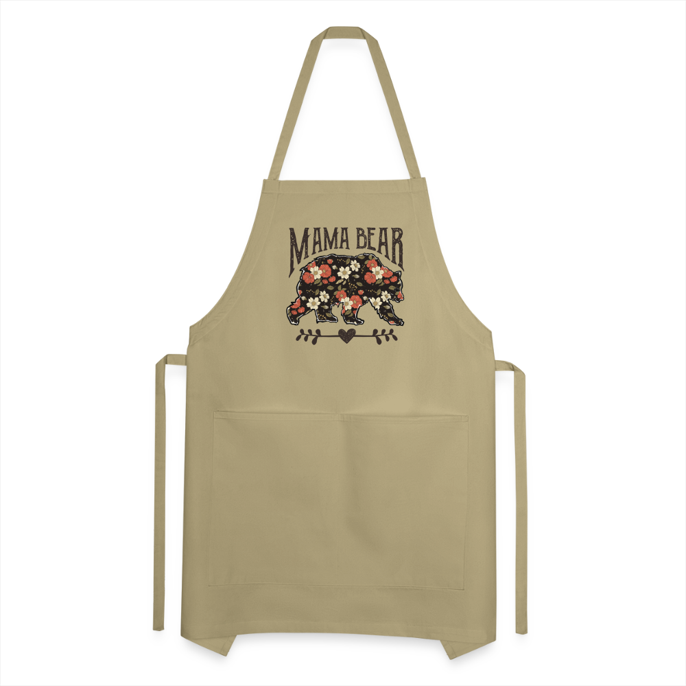 Mama Bear Floral Adjustable Apron - khaki