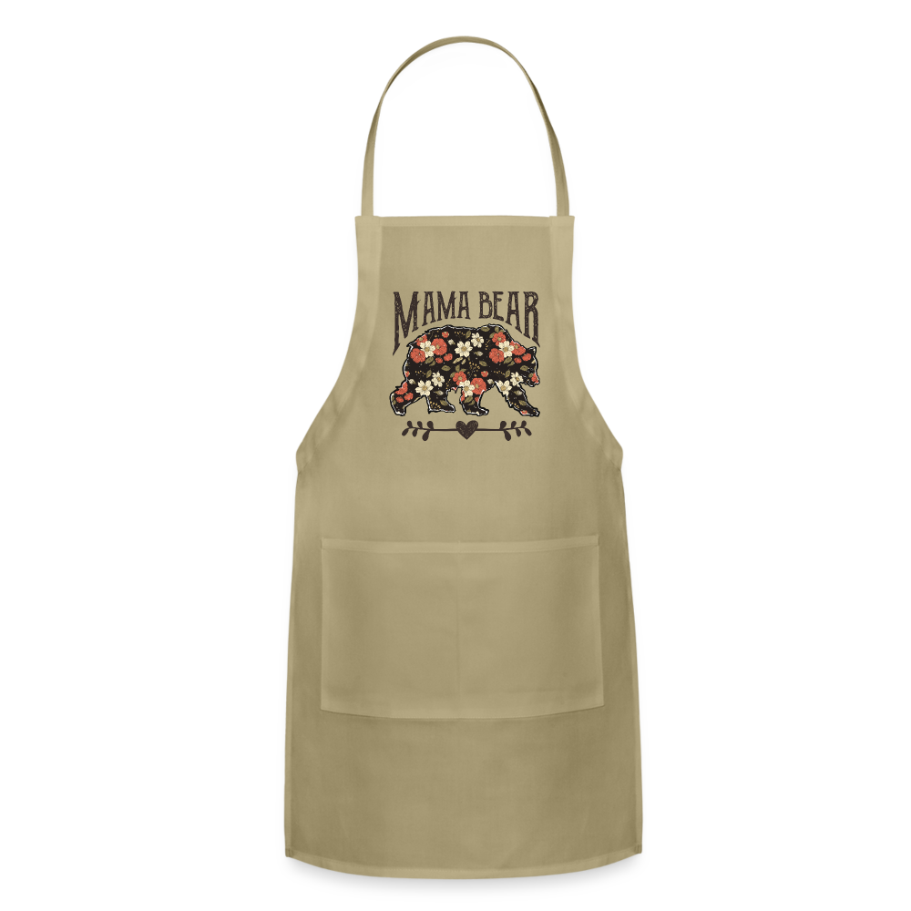 Mama Bear Floral Adjustable Apron - khaki