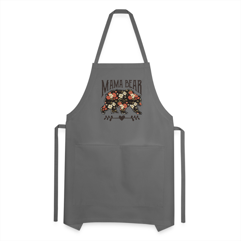 Mama Bear Floral Adjustable Apron - charcoal