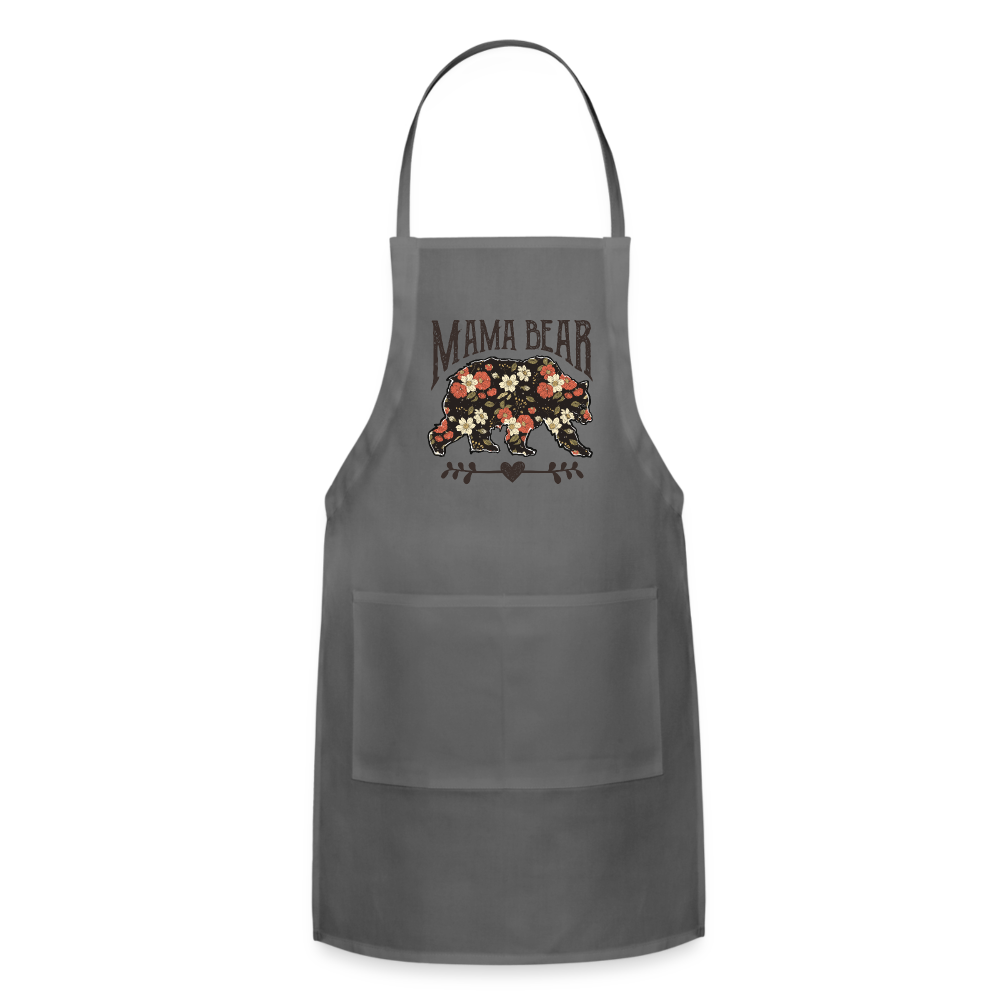 Mama Bear Floral Adjustable Apron - charcoal