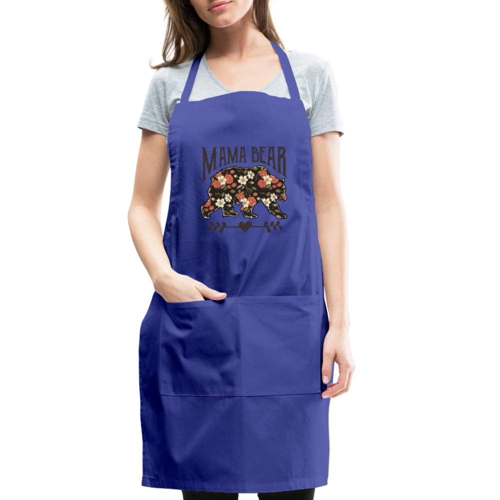 Mama Bear Floral Adjustable Apron - royal blue