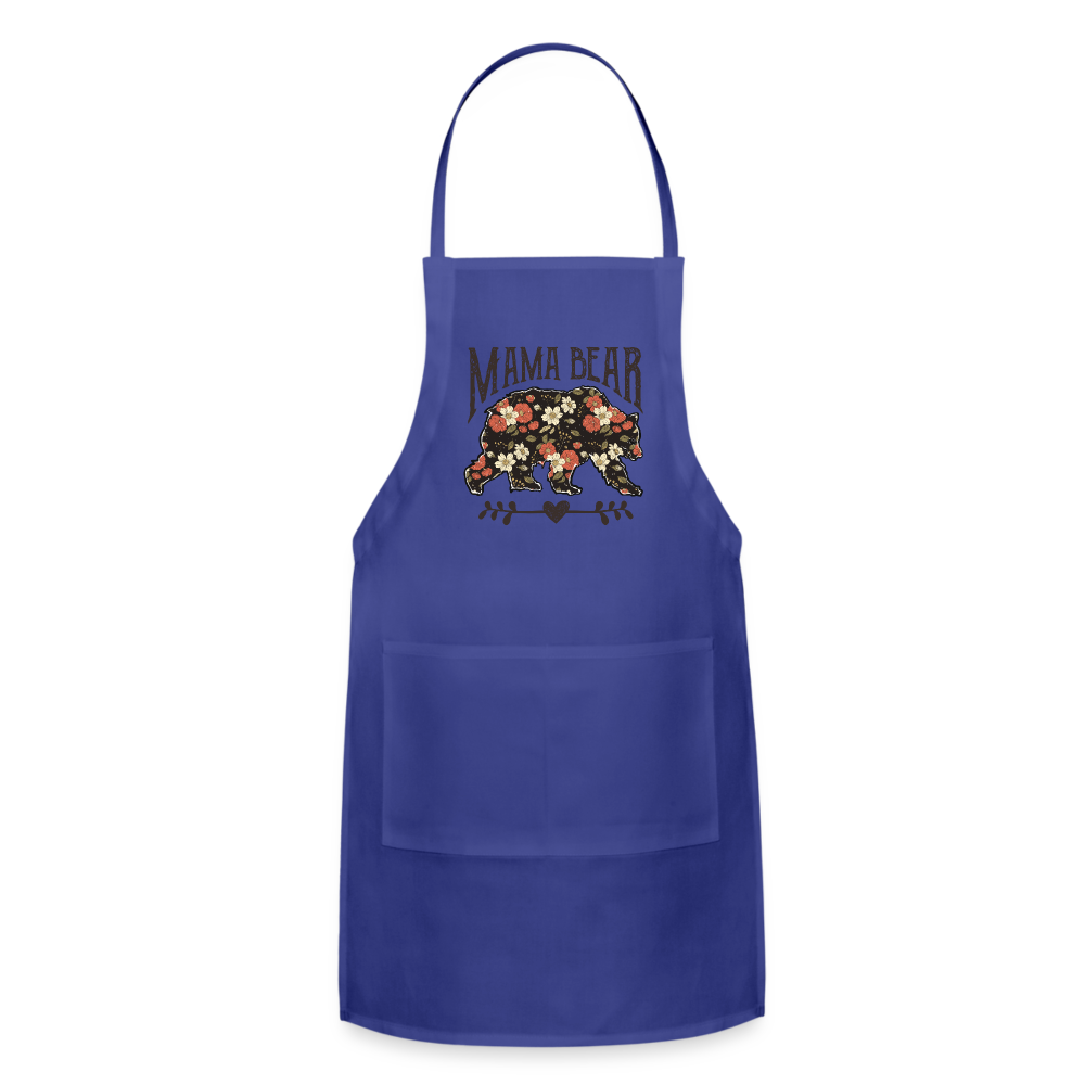 Mama Bear Floral Adjustable Apron - royal blue