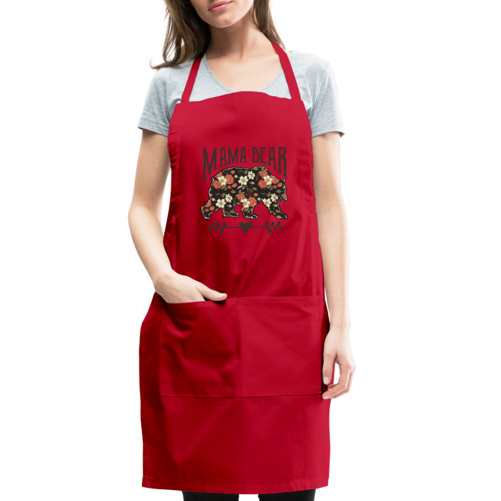 Mama Bear Floral Adjustable Apron - red