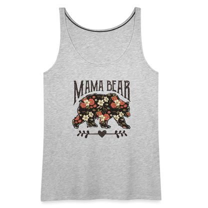 Mama Bear Floral Women’s Premium Tank Top - heather gray