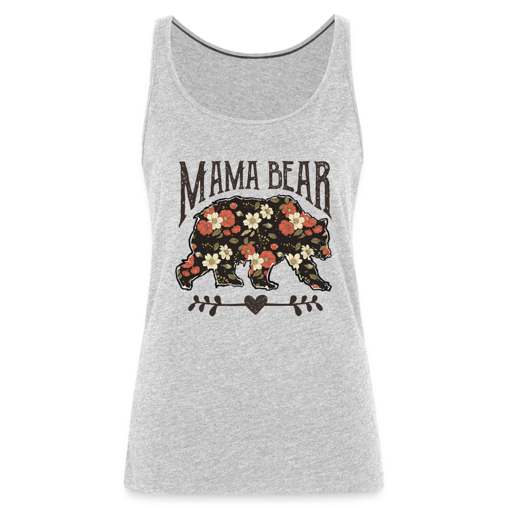 Mama Bear Floral Women’s Premium Tank Top - heather gray