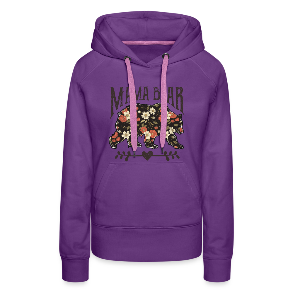 Mama Bear Floral Premium Hoodie - purple 