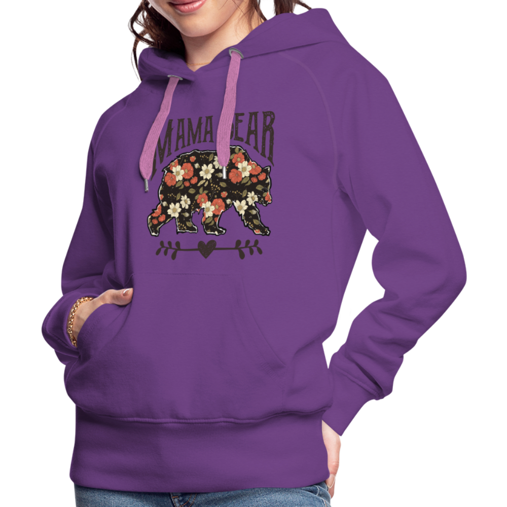 Mama Bear Floral Premium Hoodie - purple 