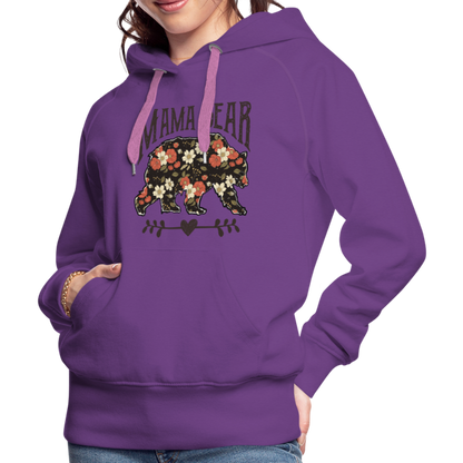 Mama Bear Floral Premium Hoodie - purple 