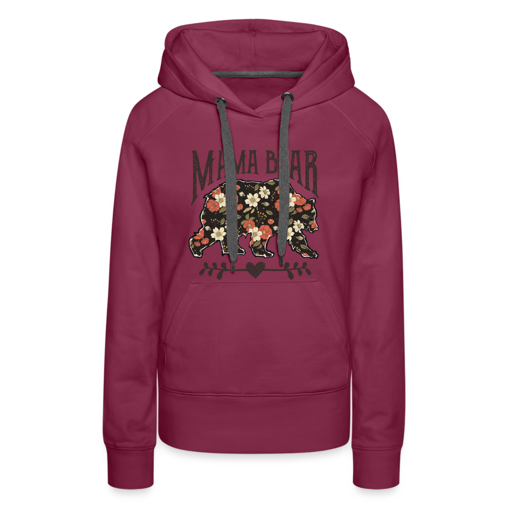 Mama Bear Floral Premium Hoodie - burgundy