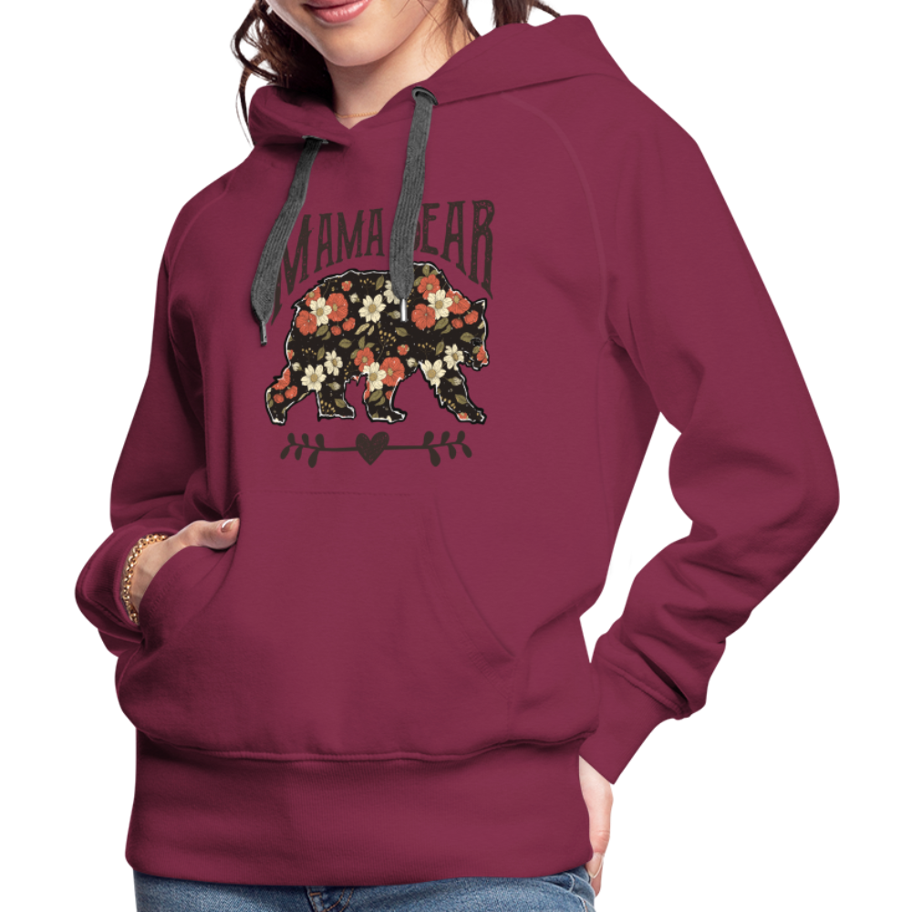 Mama Bear Floral Premium Hoodie - burgundy