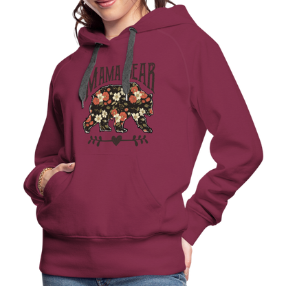 Mama Bear Floral Premium Hoodie - burgundy