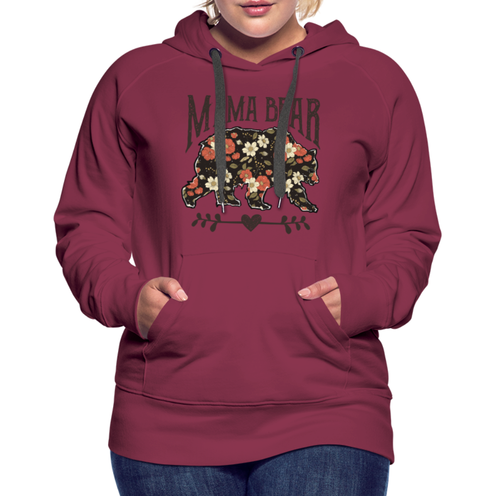 Mama Bear Floral Premium Hoodie - burgundy