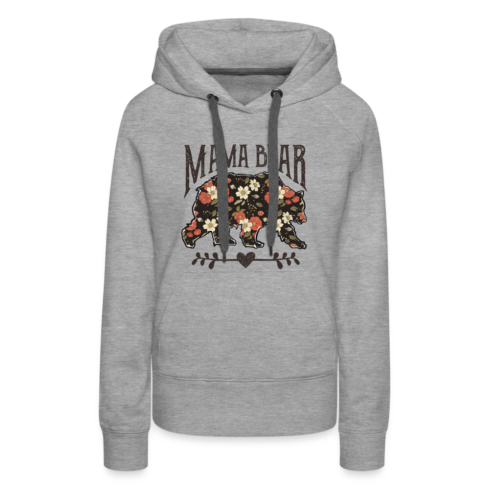 Mama Bear Floral Premium Hoodie - heather grey