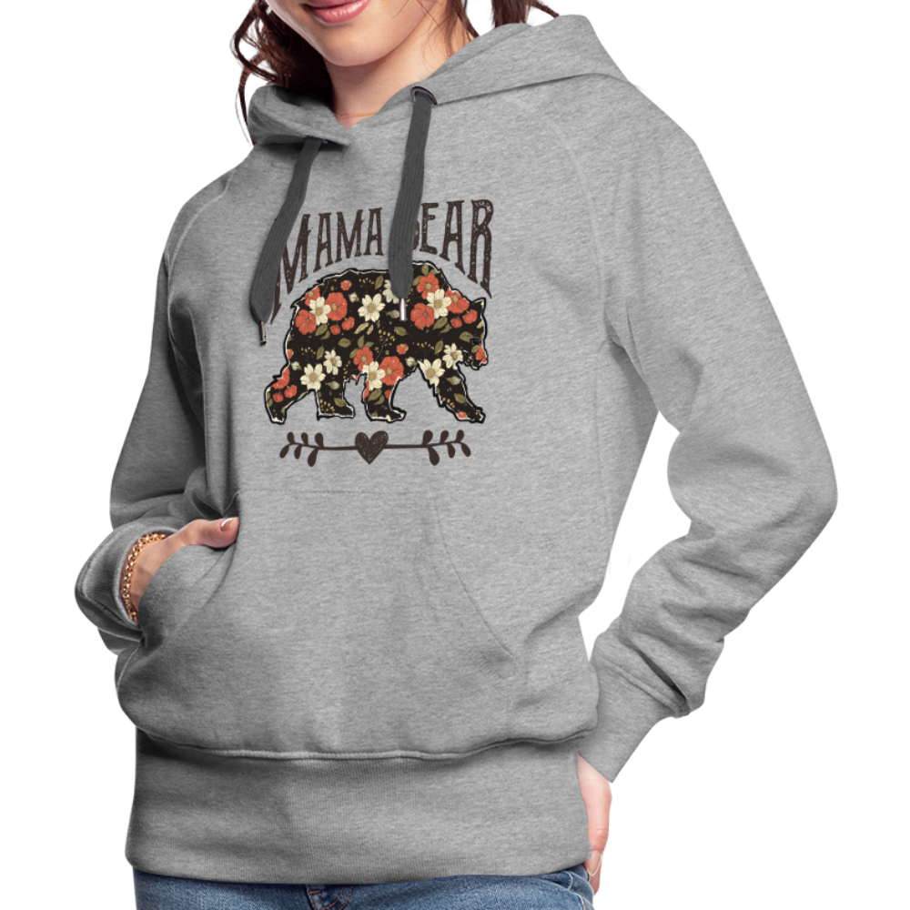 Mama Bear Floral Premium Hoodie - heather grey