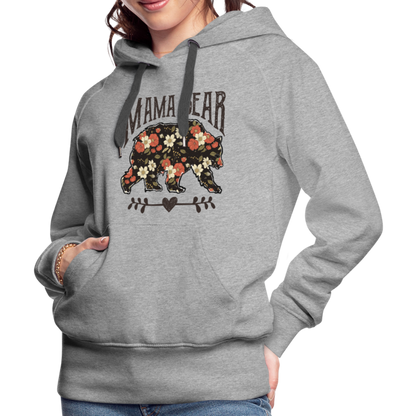 Mama Bear Floral Premium Hoodie - heather grey