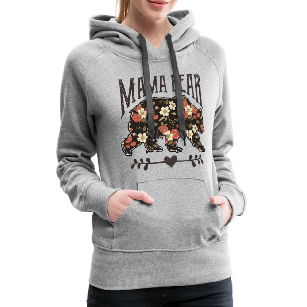 Mama Bear Floral Premium Hoodie - heather grey