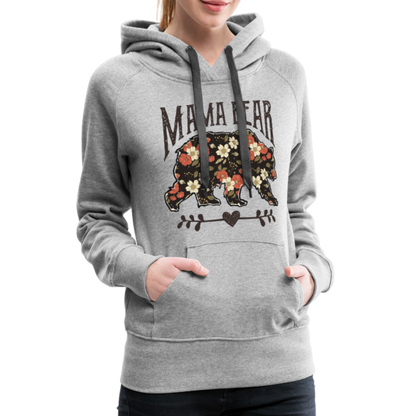 Mama Bear Floral Premium Hoodie - heather grey