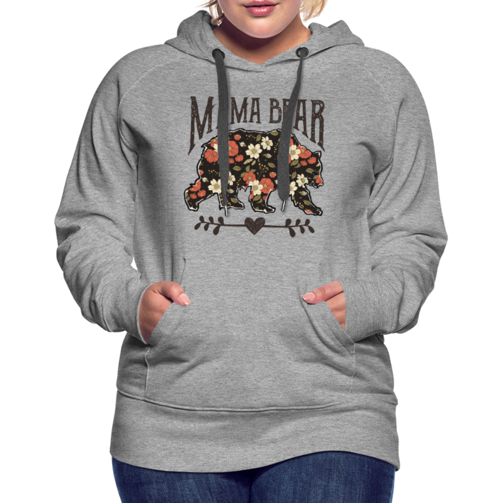 Mama Bear Floral Premium Hoodie - heather grey